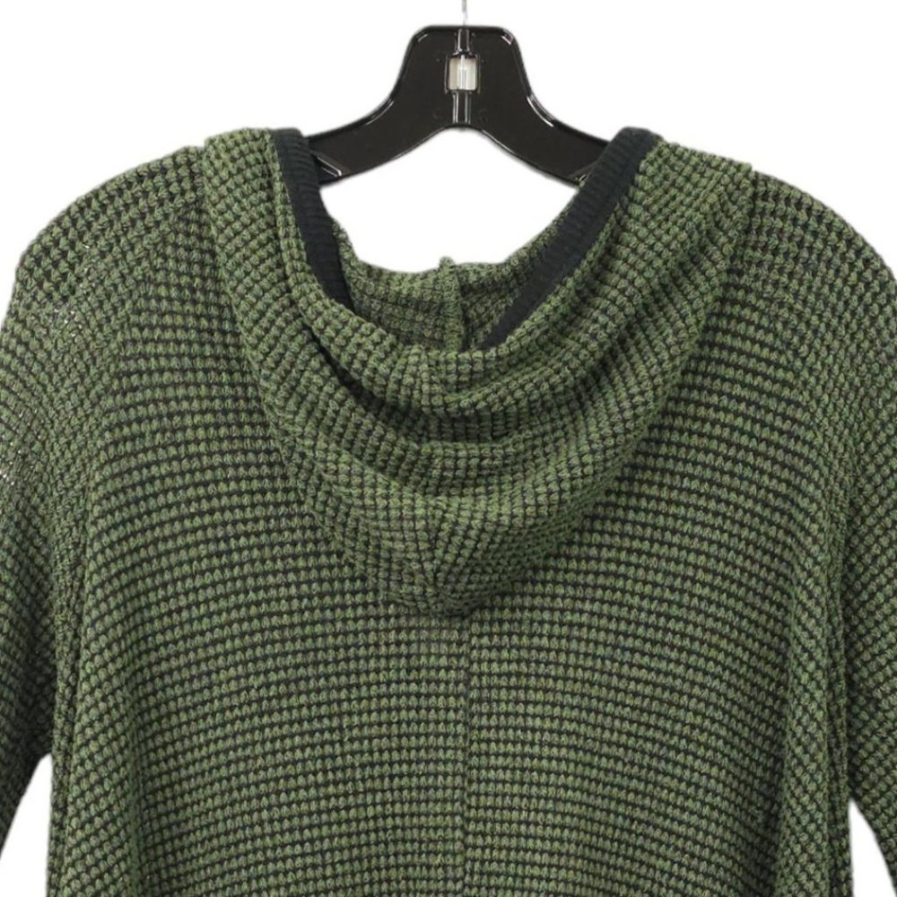 C'isa Hooded Pullover Sweater Womens Size M Green Side Slit Top Long Sleeve - Picture 12 of 15